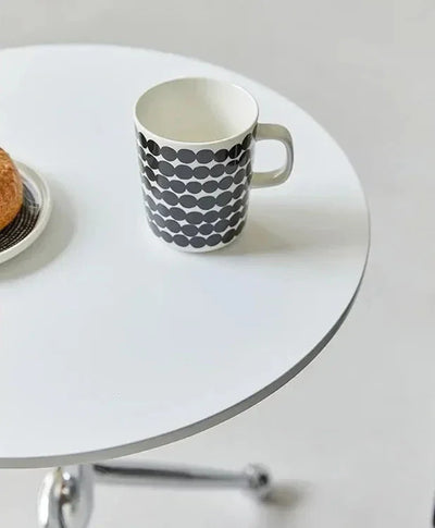Vintage Round Side Table - Twisted Metal Frame, Stainless Steel Accent