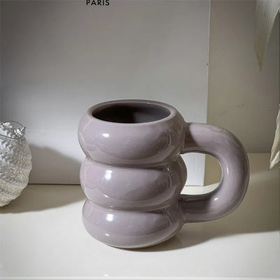 Embossed Donut Mug - 14oz Ceramic Coffee Cup