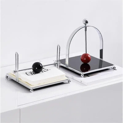 Wooden Ball Napkin Holder - Stainless Steel Metal Holder