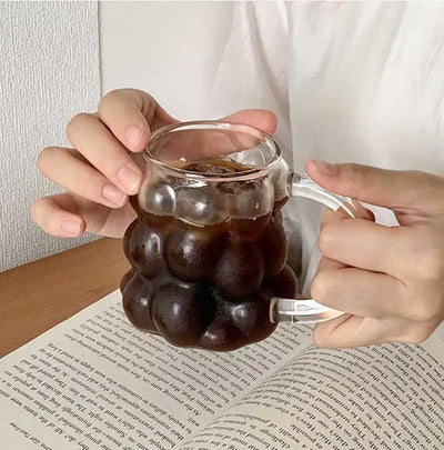 Transparent Grape Mug - 12oz Embossed Glass Cup