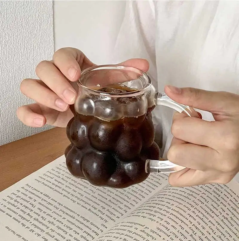 Transparent Grape Mug - 12oz Embossed Glass Cup