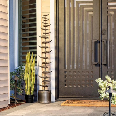 Metal Water Fountain - Tiered Floor Leaf Design