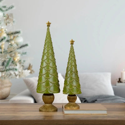 Green Christmas Tree Ornament - Tall Handcrafted Cone Decoration
