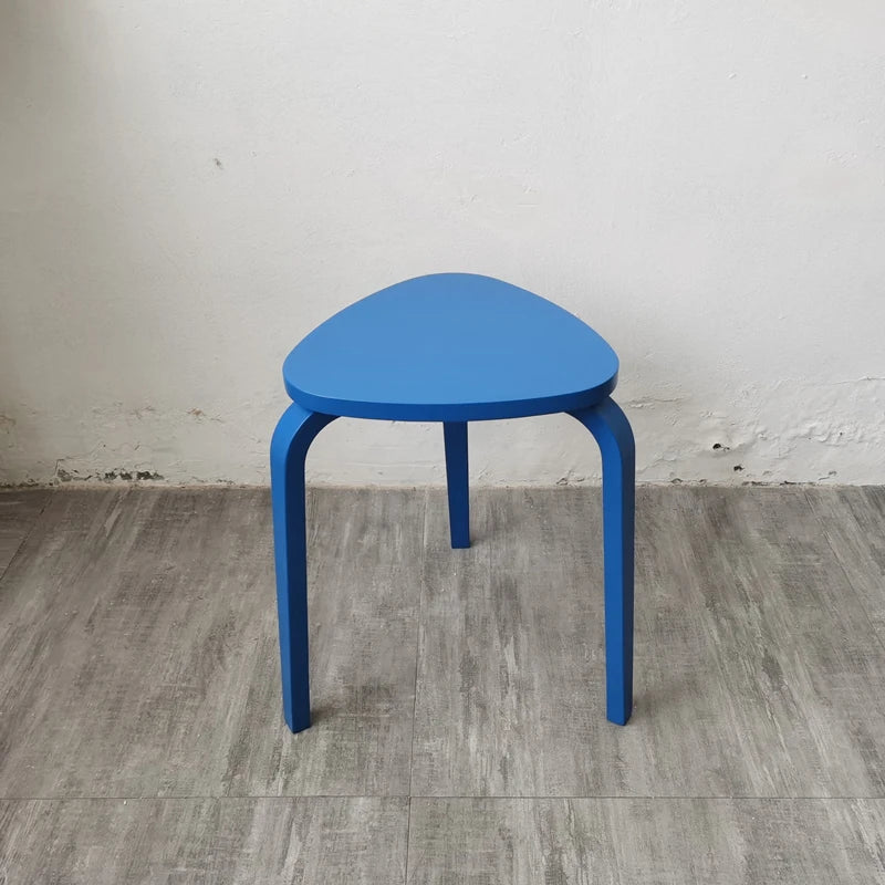Wooden Triangle Stool - Geometric Natural Wood Furniture