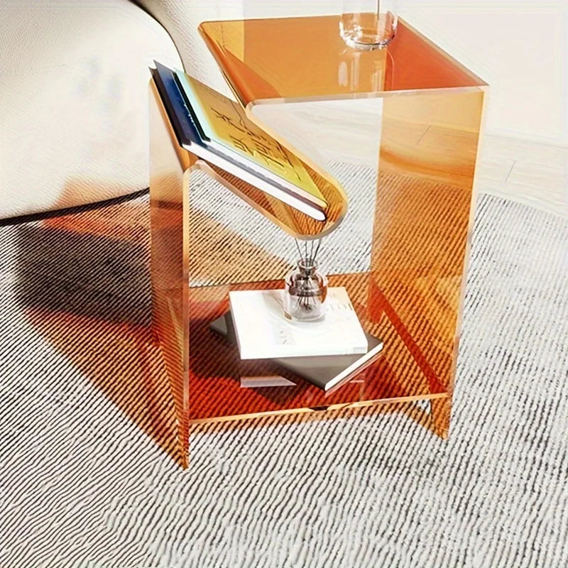 Acrylic Side Table - Modern Bent Minimalist Design