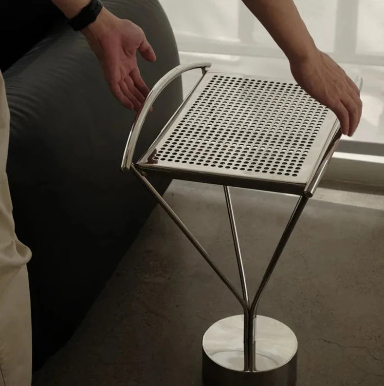 Stainless Steel Side Table - Arc Sculptural Accent