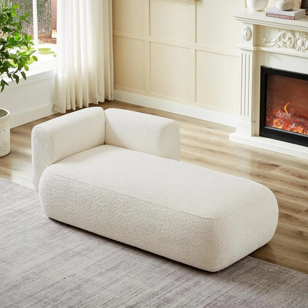 Cream Lounge Chaise Sofa - Off White Plush Cushioned Couch