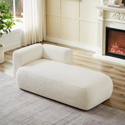 Cream Lounge Chaise Sofa - Off White Plush Cushioned Couch