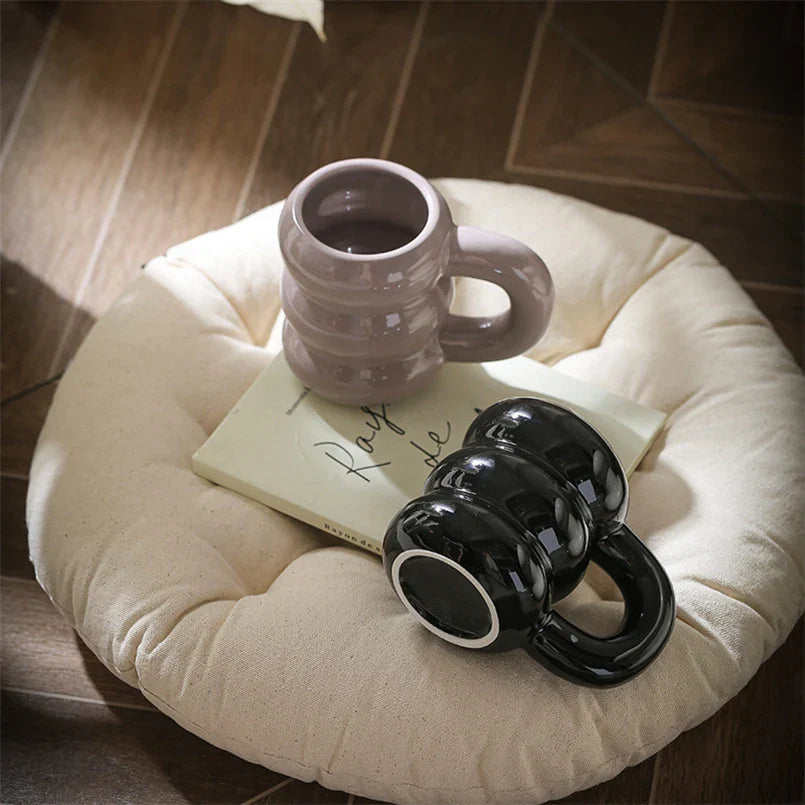 Embossed Donut Mug - 14oz Ceramic Coffee Cup