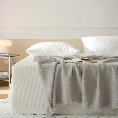 4-Layer Cotton Throw - Breathable Stylish Couch Blanket