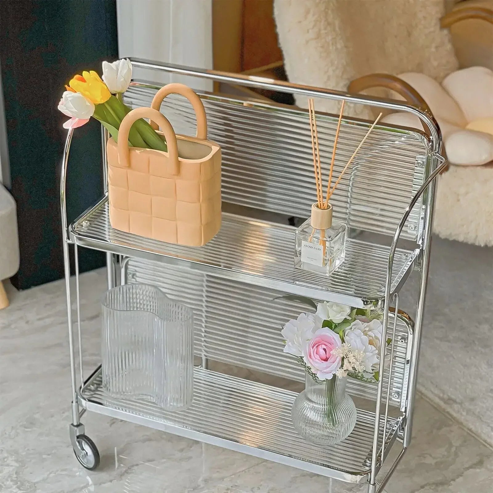 Foldable Glass Shelf - Stainless Steel Frame | Space Saving Organizer