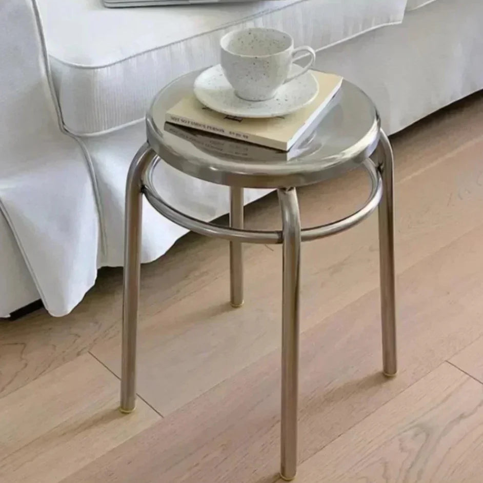 Stainless Steel Stool - Minimalist Metal Accent Seat