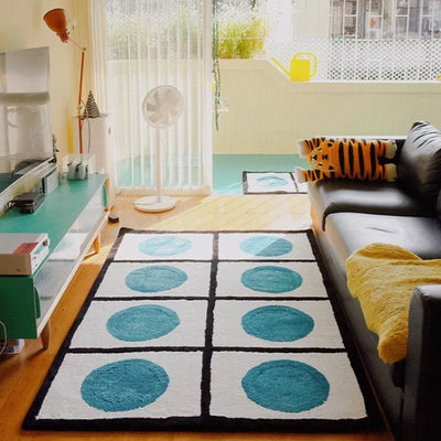 Minimalistic Area Rug - Dot Pattern Polyester Mat