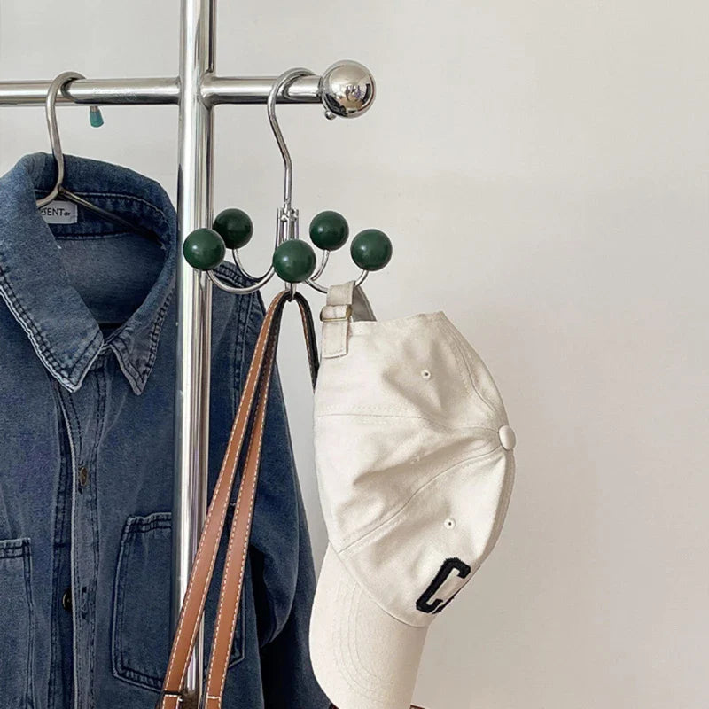 Wooden Ball Hooks Rotating 5 Color Hanger