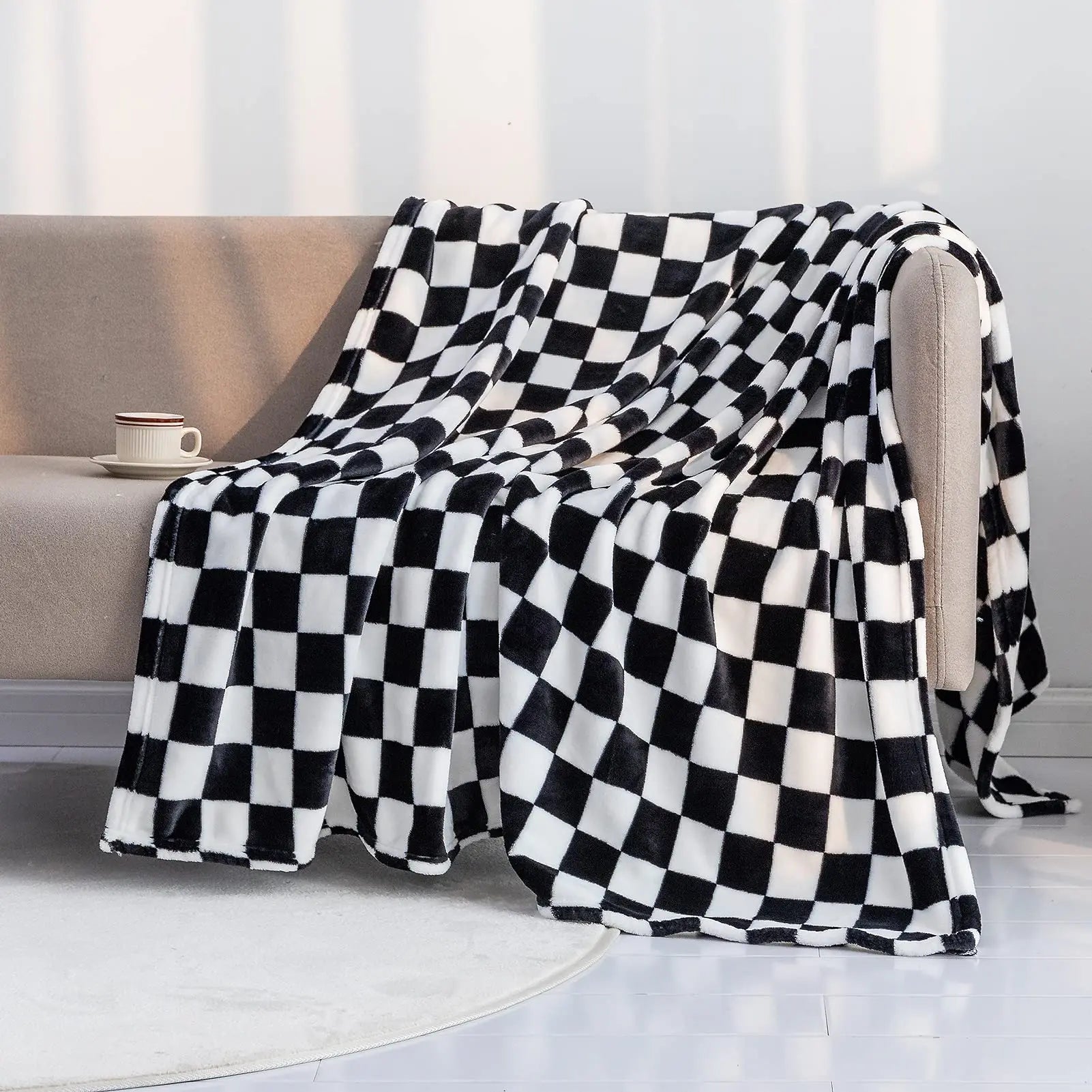 Plaid Throw Blanket | Soft Cotton Polyester Checkerboard