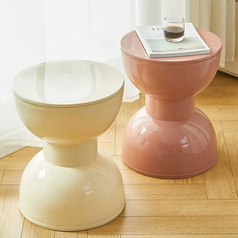 Nordic Hourglass Stool – Glossy ABS Side Table