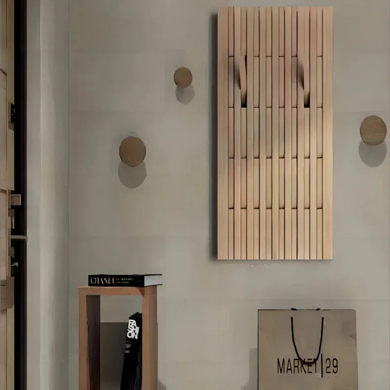 Pine Wood Wall Panel with Hook - Elegant Japanese Design