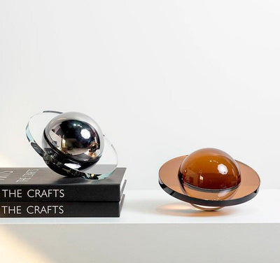 Crystal Saturn Sculpture | Handcrafted Solid Planet Decor