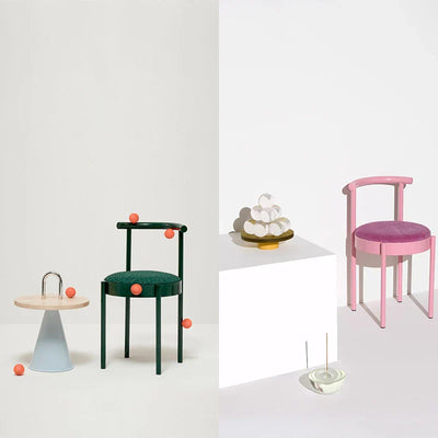 Mid-Century Modern Chair - Colorful Metal Leg Round Dining Seat