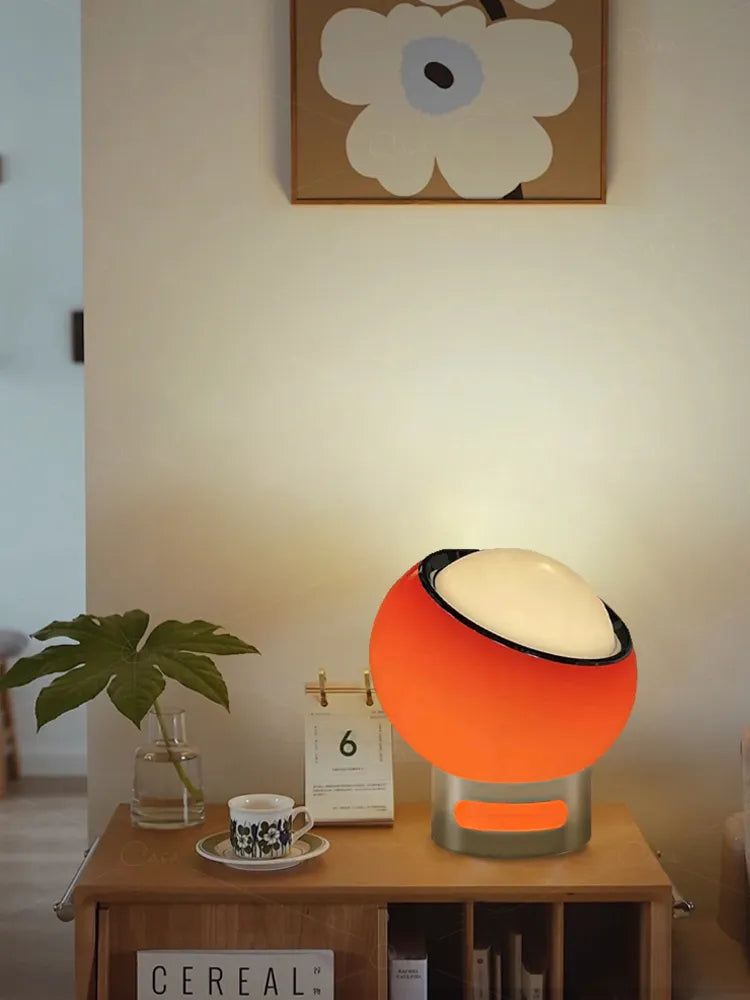 Retro Table Lamp - Glass Stone Metal Stand, Rotatable USB Corded
