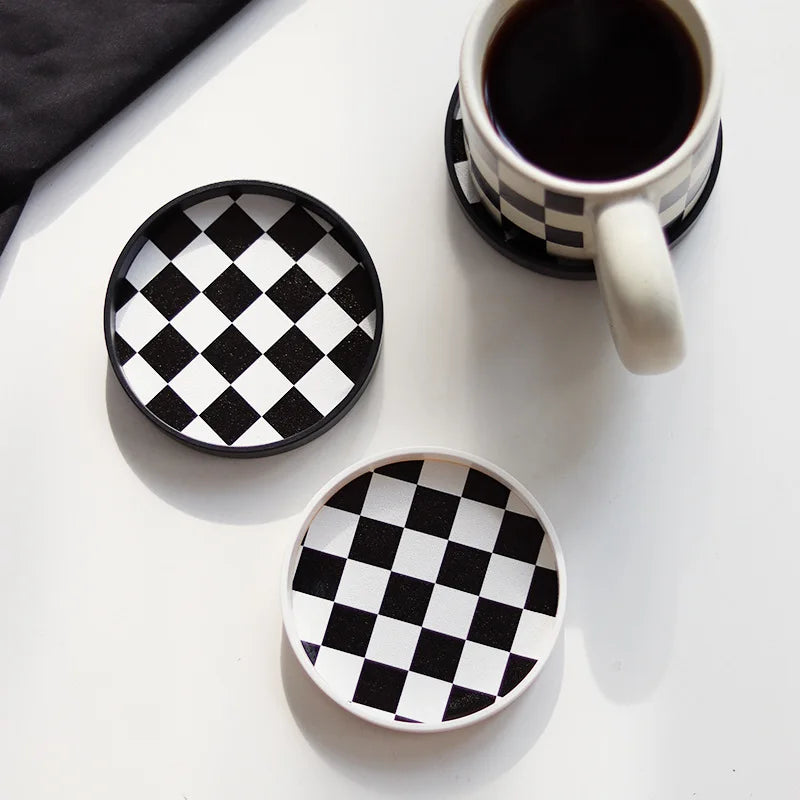 Plaid Cup Coaster - Checkerboard Drink Mat Pad