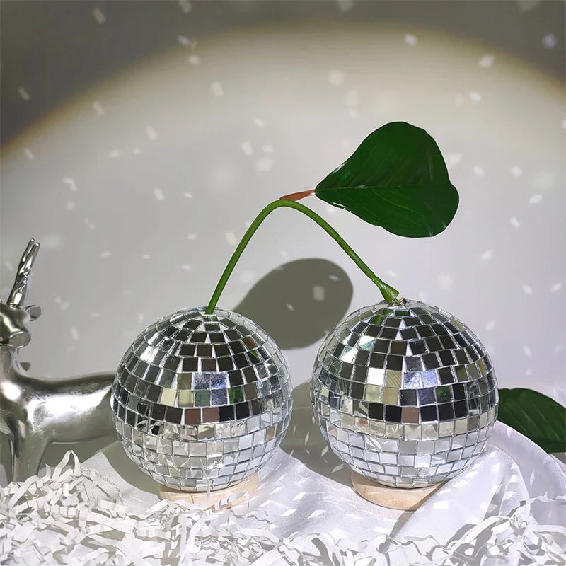 Disco Ball Ornament - 4 Inch Glass Cherry Sparkle