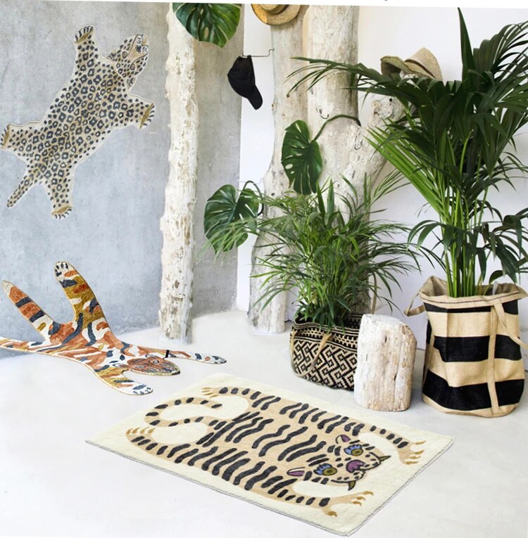 Leopard Hide Rug - Soft Floor Rug | Faux Animal Skin Mat