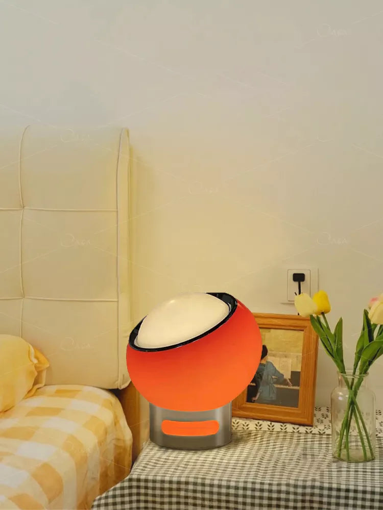 Retro Table Lamp - Glass Stone Metal Stand, Rotatable USB Corded