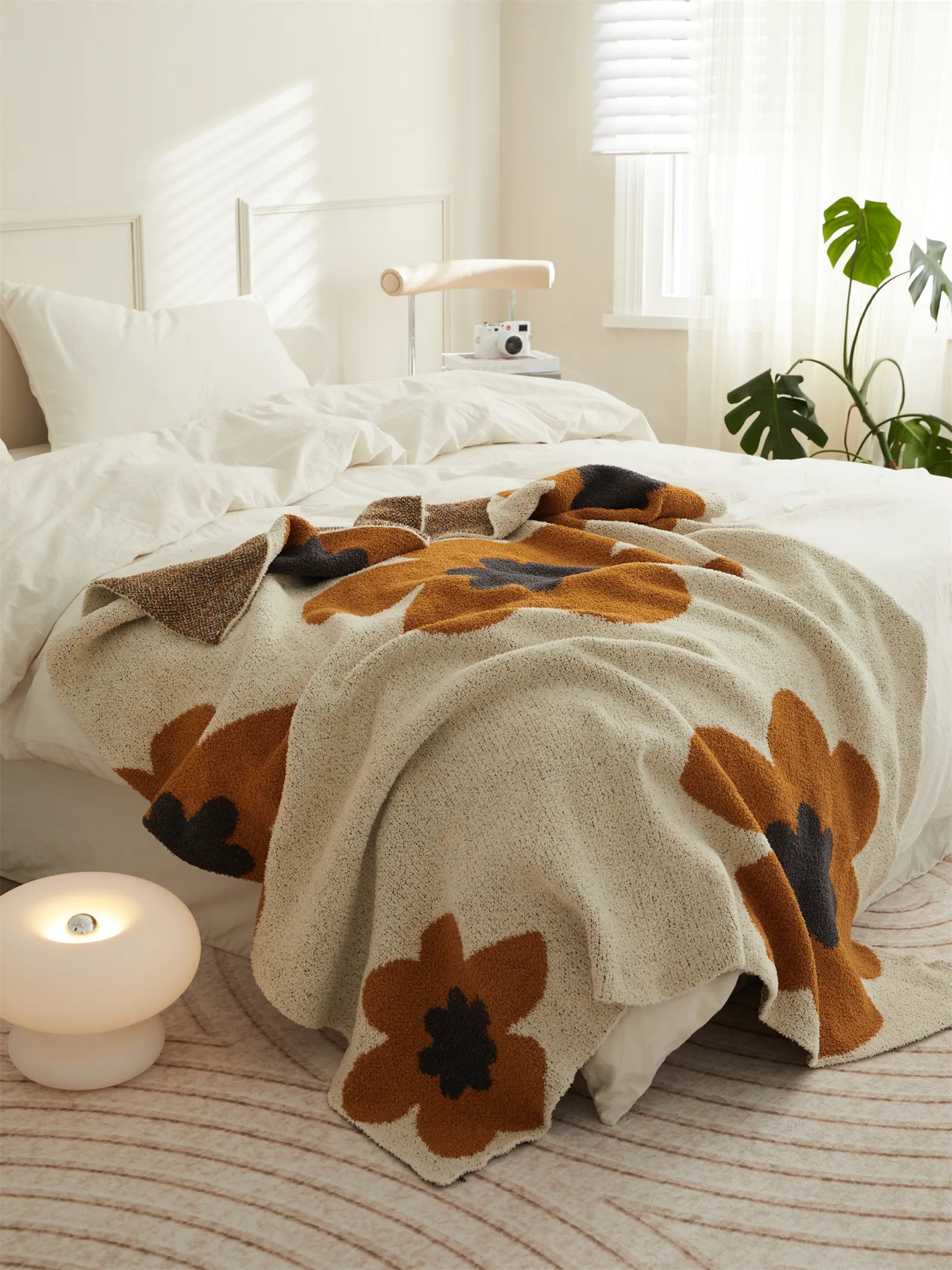 Microfiber Throw Blanket - Lightweight Floral Knit Cover
