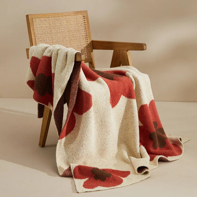 Microfiber Throw Blanket - Lightweight Floral Knit Cover