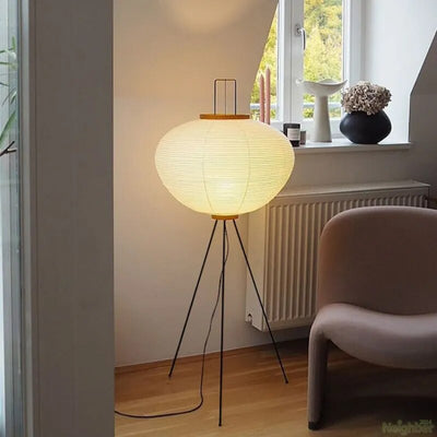 Japanese Floor Lantern – Rice Paper Round Lamp