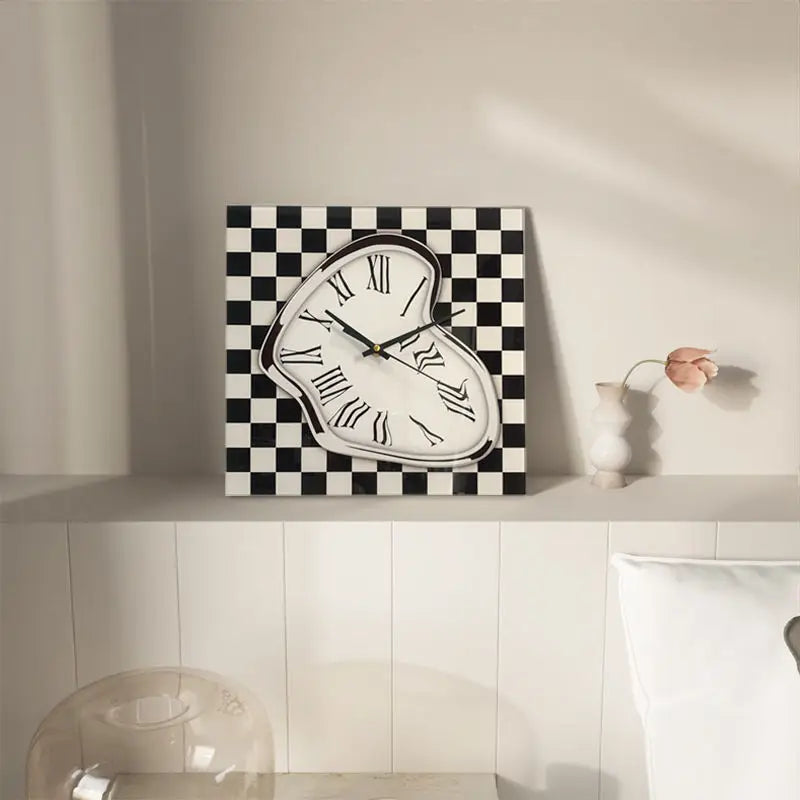 Plaid Glass Wall Clock | Modern Square Decorative Clock
