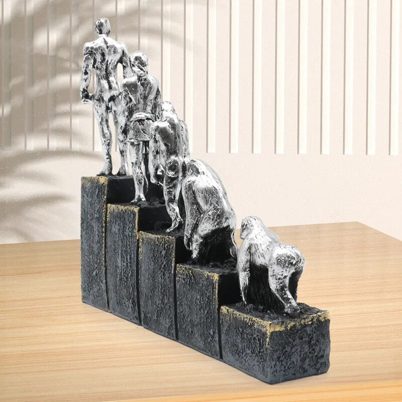 Evolution Figurine Sculpture - Ceramic Resin Art