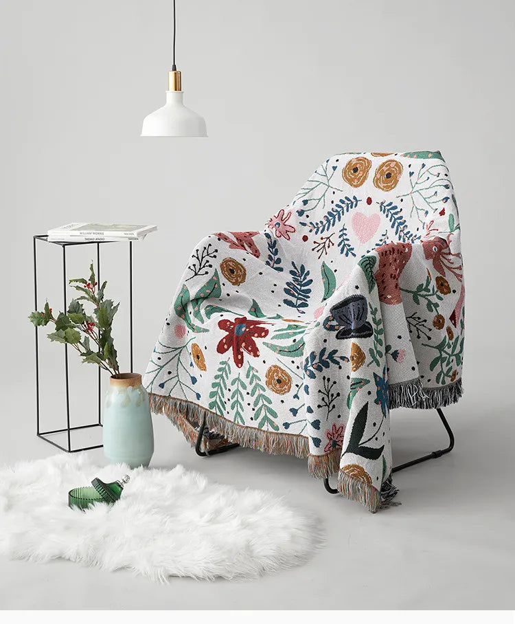 Holiday Throw Blanket - Cozy Deer Forest Design