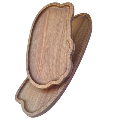 Acacia Wood Tray - Handcrafted Irregular Shape Serving Board