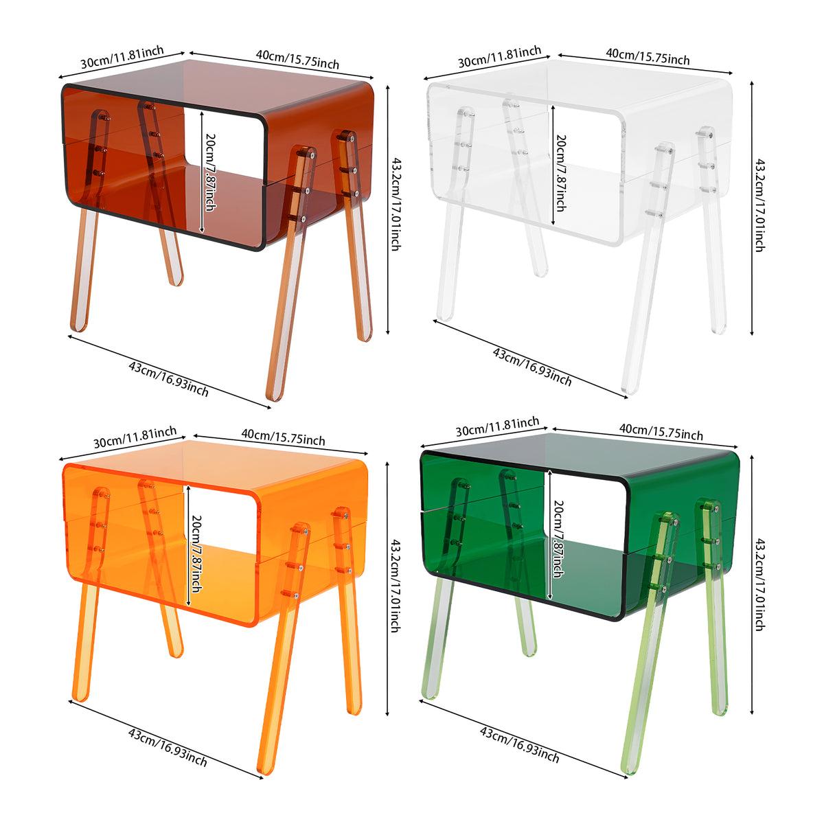 Clear Acrylic Side Table Modern Minimalist Nightstand End Table