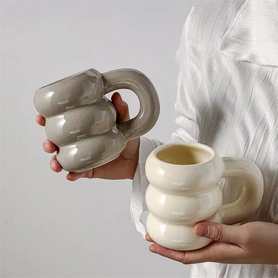 Embossed Donut Mug - 14oz Ceramic Coffee Cup