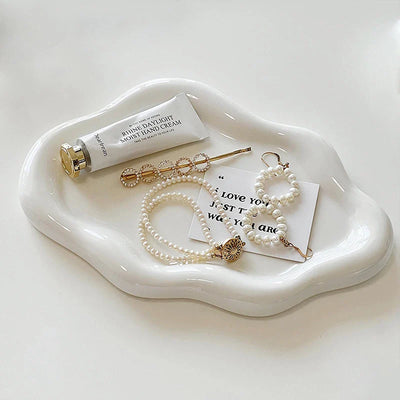Ceramic Plate Tray - Elegant Irregular Shape Snack Tray