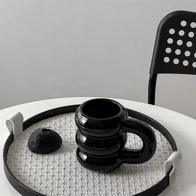 Embossed Donut Mug - 14oz Ceramic Coffee Cup