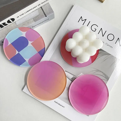 Bauhaus Color Coaster | Modern Acrylic Round Table Accent