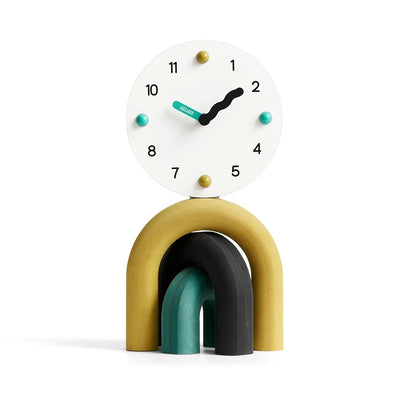 Nordic Arch Table Clock - Modern Desk Clock Bamboo Metal Design