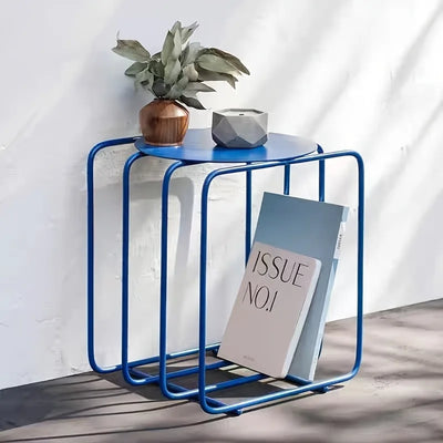 Round Metal Side Table – Wire Frame Rack, Modern Minimalist Accent