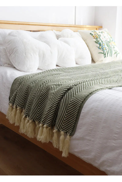 Jacquard Throw Blanket | Modern Striped Geometric Design