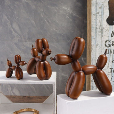 Dog Art Sculpture - Wood Grain Resin Figurine