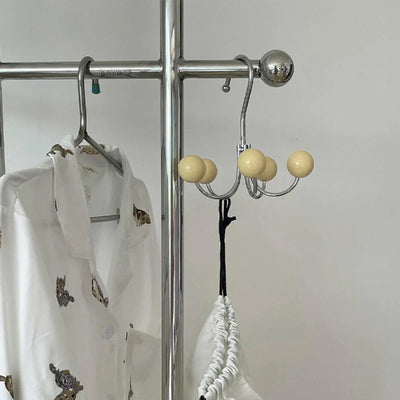 Wooden Ball Hooks Rotating 5 Color Hanger