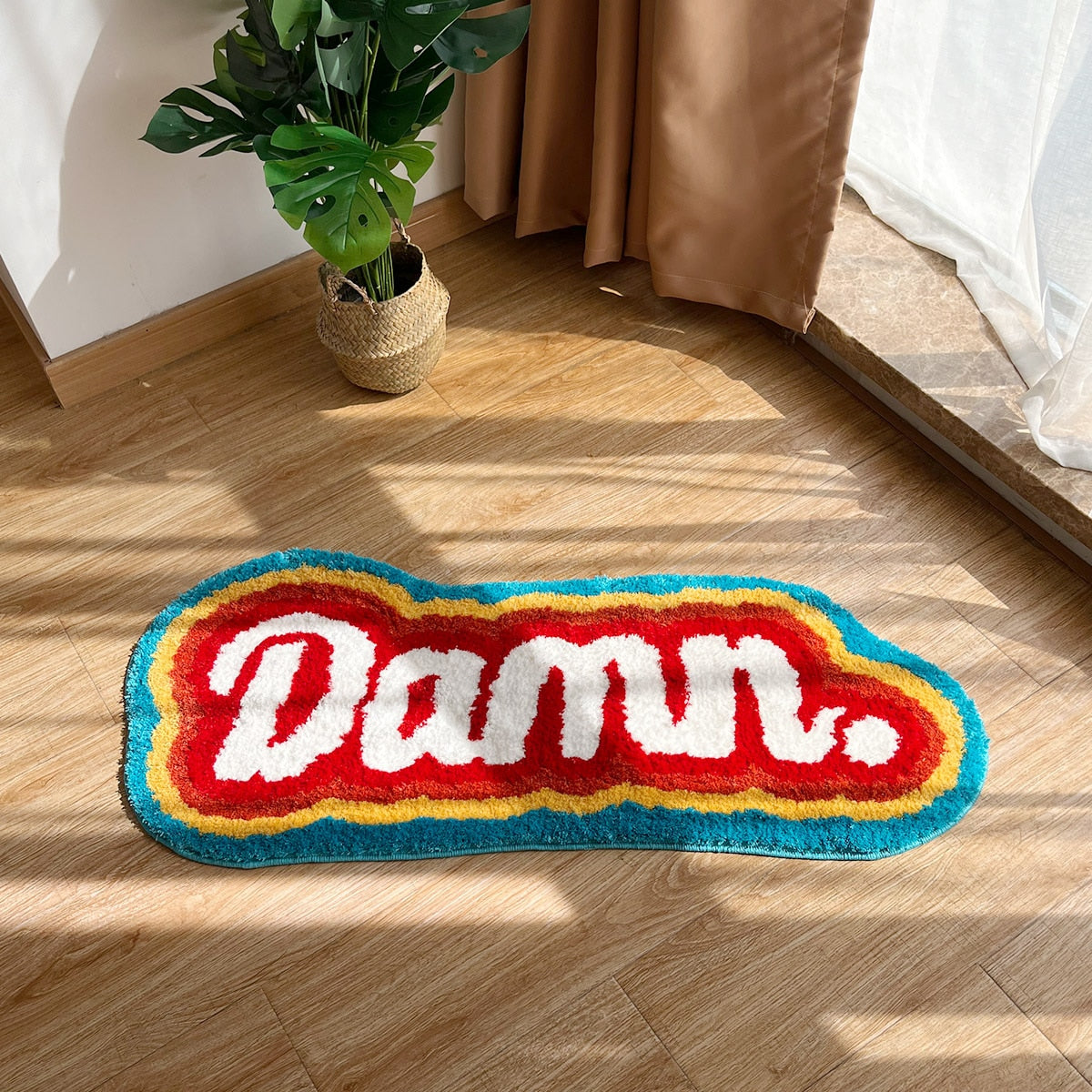 Rainbow Tufted Rug - Handmade Colorful Letter Mat