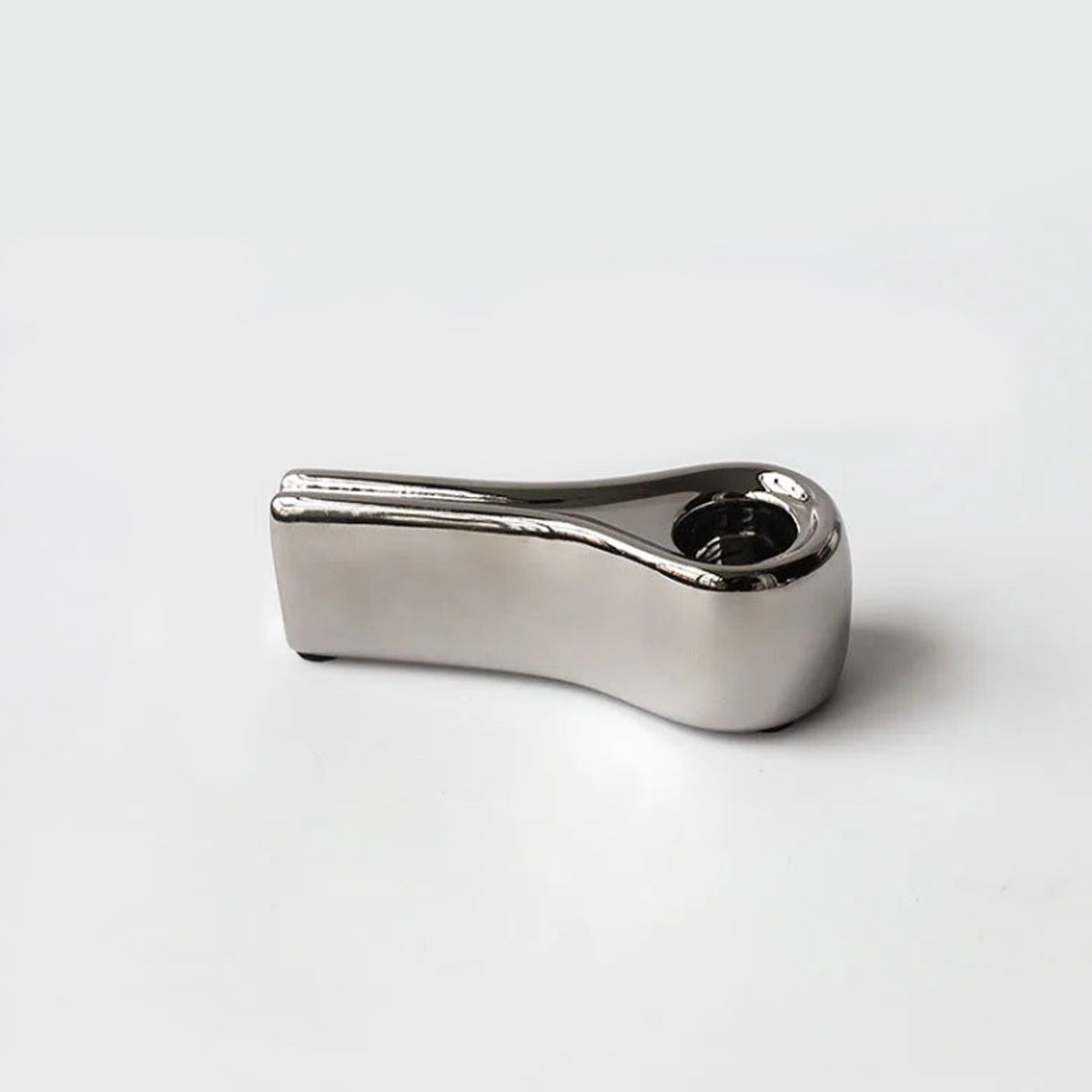 Silver Plated Candle Holder | Modern Ceramic Geometric Stand