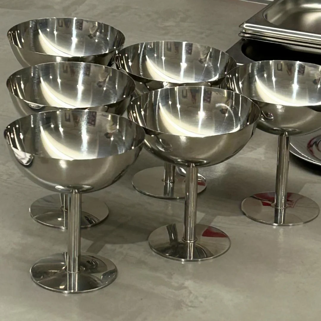 Silver stemmed cocktail glass