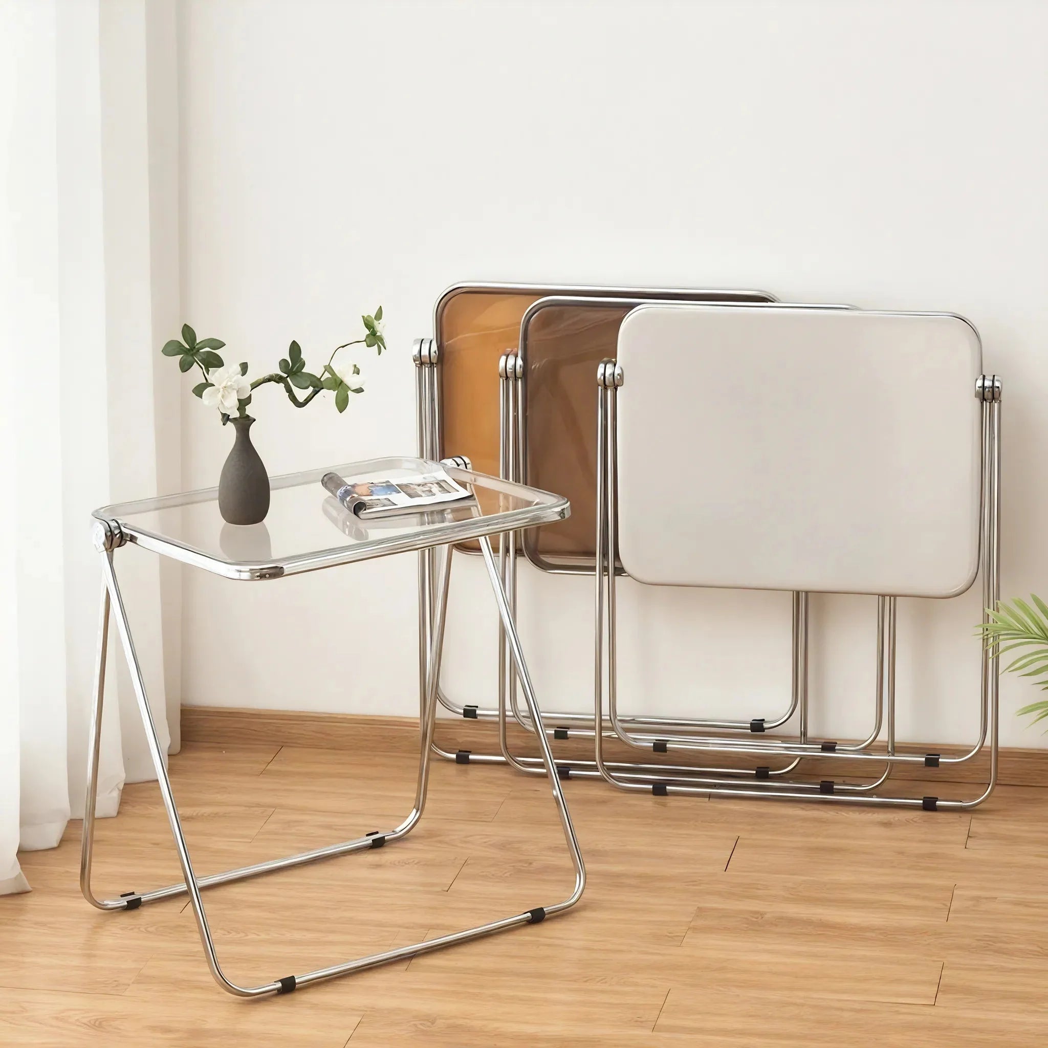 Foldable Acrylic Coffee Table - Transparent Medium Side Table