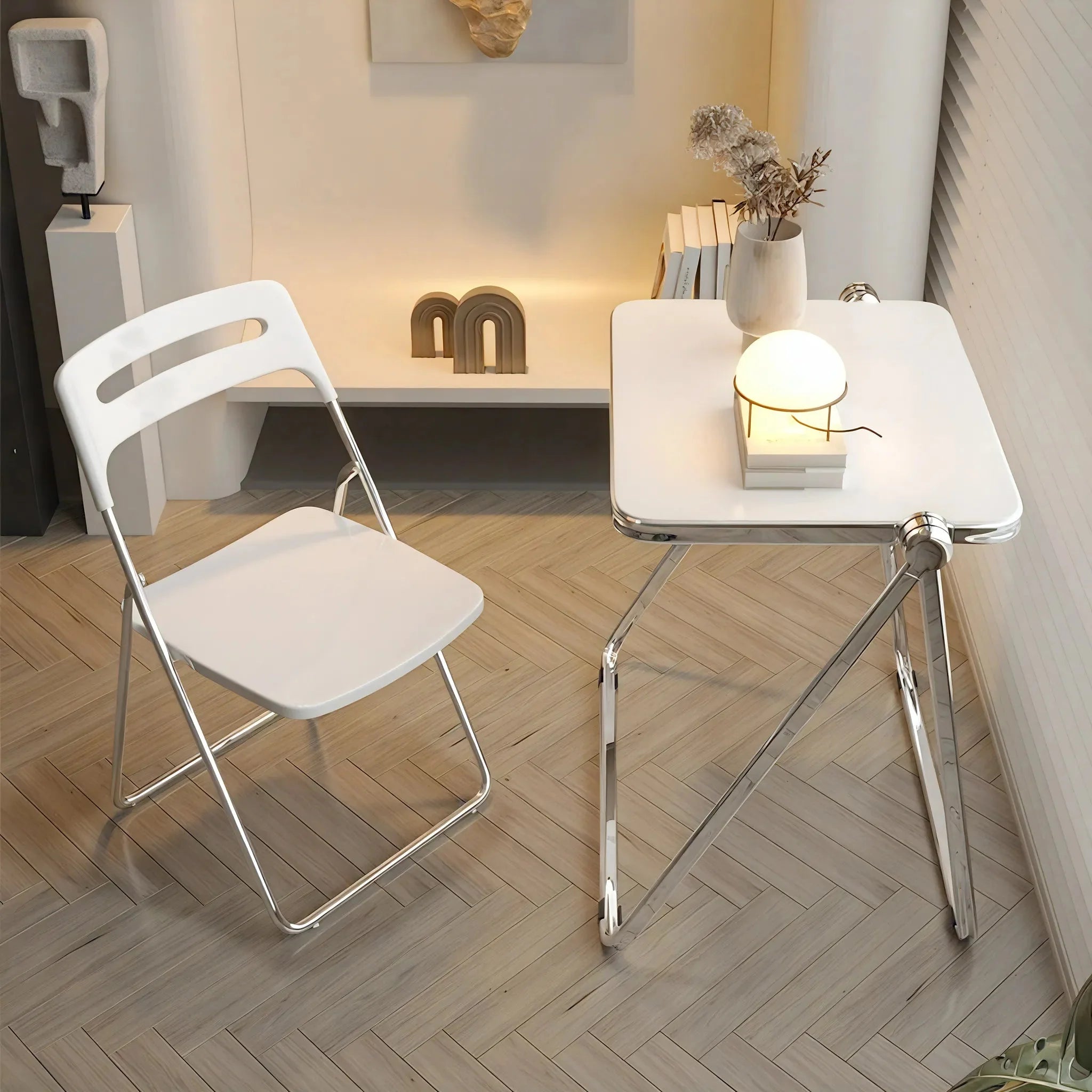 Foldable Acrylic Coffee Table - Transparent Medium Side Table
